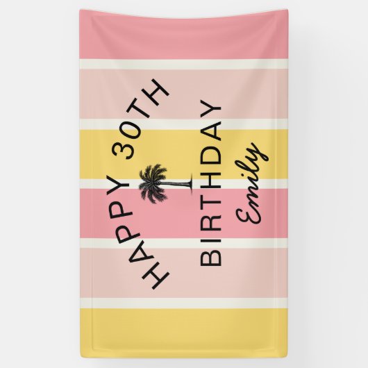 Zomer Cabana Stripes Kust 30ste Verjaardag Spandoek (Verticaal)