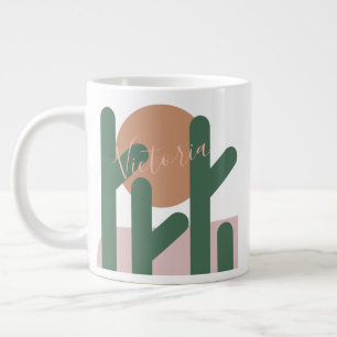 Zomer Cactus Woestijn Zonsondergang Naam Koffie Grote Koffiekop