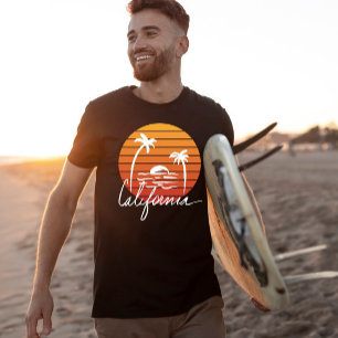 Zomer Californië palmstrand sinaasappel retro zons T-shirt