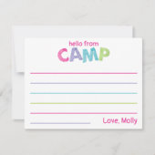 Zomer Camp Stationery Rustiek Hout Roze Girly Notitiekaartje (Voorkant)