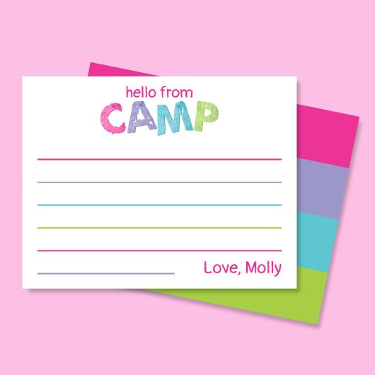 Zomer Camp Stationery Rustiek Hout Roze Girly Notitiekaartje