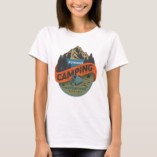 Zomer Camping Avontuur begint T-shirt (Voorkant)