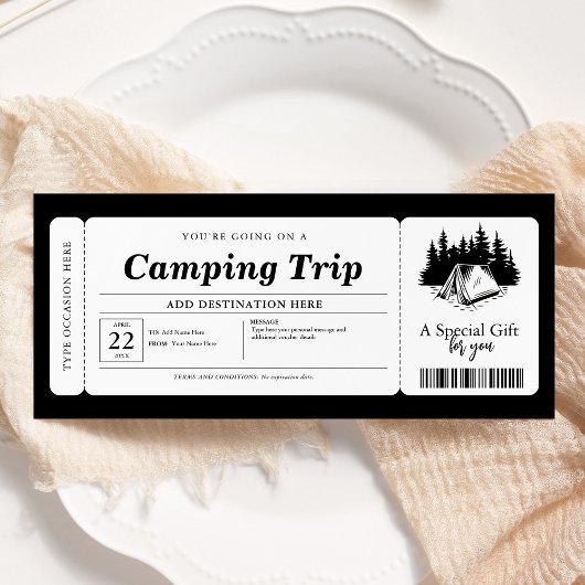 Zomer Camping Trip Voucher Certificaat Kaart