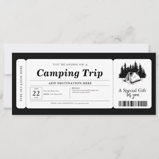 Zomer Camping Trip Voucher Certificaat Kaart (Voorkant)
