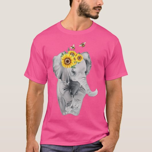 Zomer Camping Wandelen Zonnebloem Olifant Bumble B T-shirt (Voorkant)