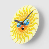 Zomer Cartoon met zonnebril Ronde Klok (Hoek)