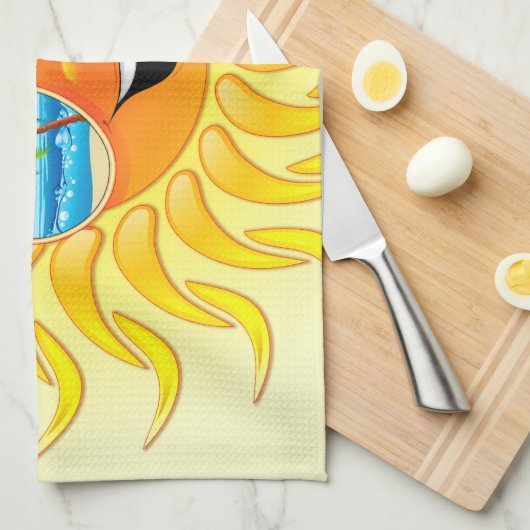 Zomer Cartoon met zonnebrillen keukenhanddoeken (Quarter Fold)