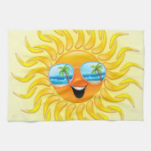 Zomer Cartoon met zonnebrillen keukenhanddoeken (Horizontaal)