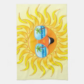 Zomer Cartoon met zonnebrillen keukenhanddoeken (Verticaal)