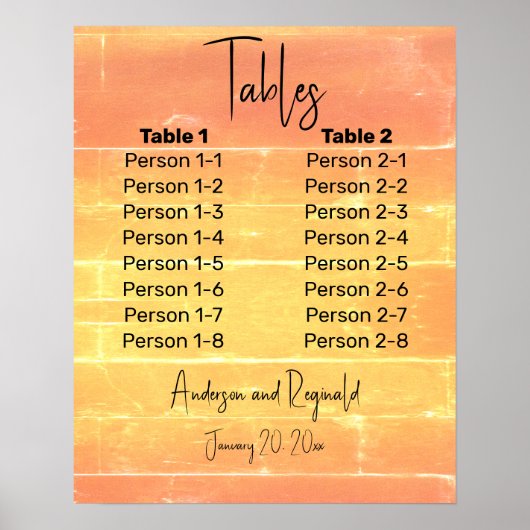 Zomer Casual Pastelontvangst 8x2 Zitplaatskaart Poster (Voorkant)