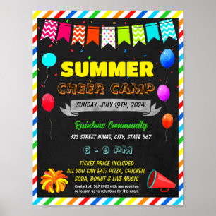 Zomer cheerleading kamp event sjabloon poster