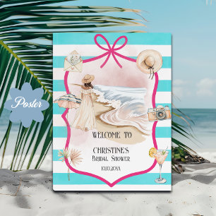 Zomer Chic Strand en Golven Bruiloft Feest Welkom Poster