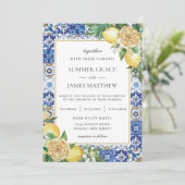 Zomer Citroen Bloemen Groen Bestemming Bruiloft Kaart (Staand voorkant)