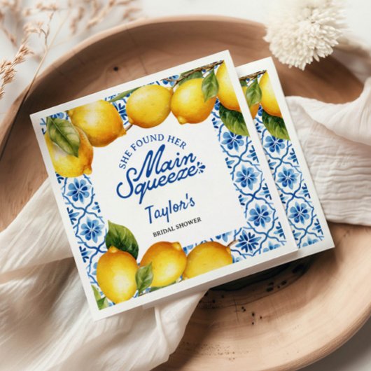 Zomer Citroen Bruiloftsfeest Papieren Servet