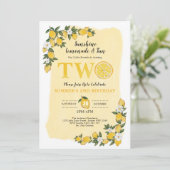 Zomer citroen citrus limonade 2e verjaardagsfeest kaart (Staand voorkant)