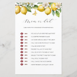 Zomer citroen citrus mam of pap Baby shower spel