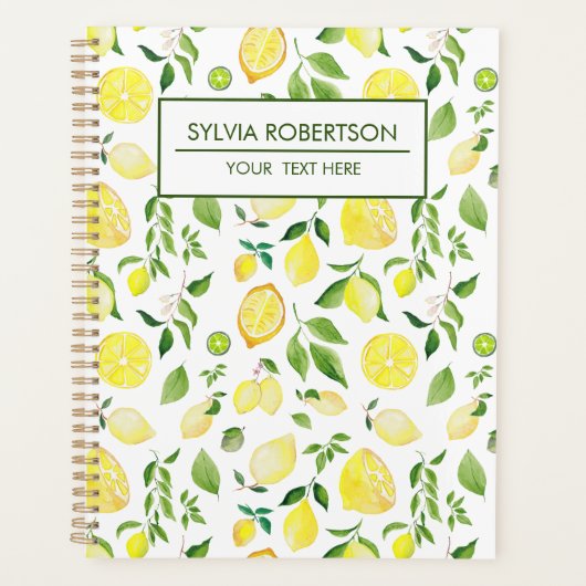 Zomer citroen Citrus patroon gepersonaliseerd Planner (Voorkant)