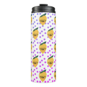 Zomer Citroen Citrus Stippen Cartoon Handgetekend Thermosbeker