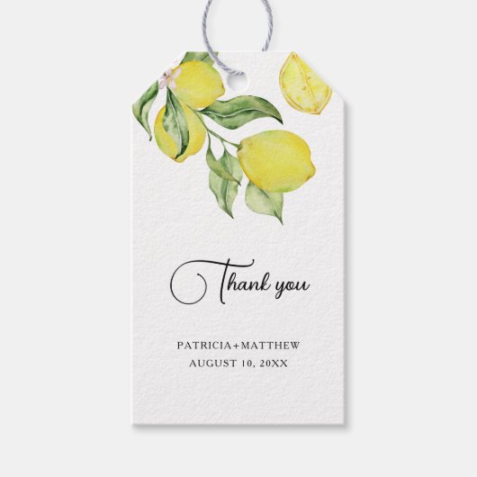 Zomer citroen huwelijkscadeautags cadeaulabel (Voorkant)