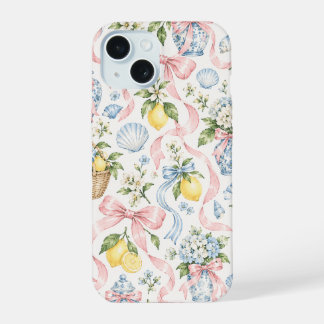 Zomer citroen/lint/schelp telefoonhoesje iPhone 15 case