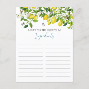 Zomer citroen Vrijgezellenfeest recept voor de bru Briefkaart