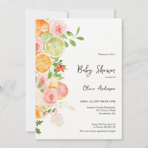 Zomer Citrus Baby shower Brunch Uitnodiging