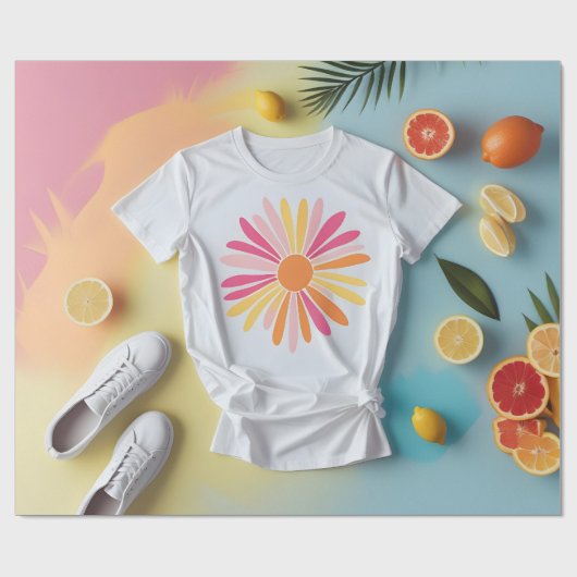Zomer Citrus Bloem Cadeaupapier (Vlak)