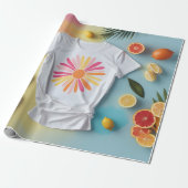 Zomer Citrus Bloem Cadeaupapier (Uitgerold)