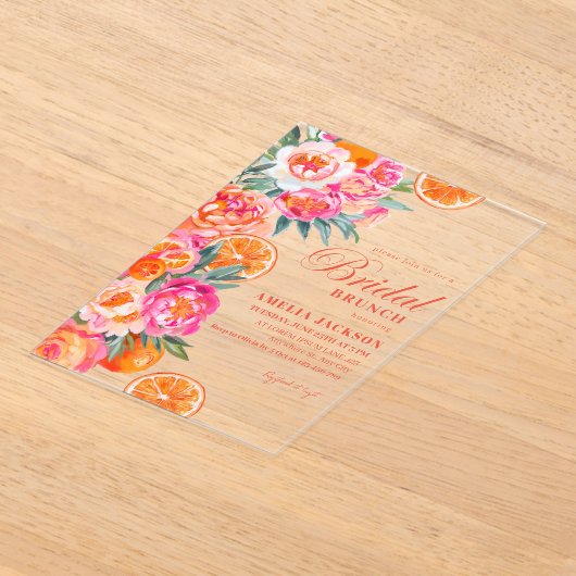 Zomer Citrus & Bloemen Sinaasappel Vrijgezellenfee Acryl Uitnodigingen (Laagn)