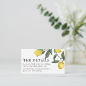 Zomer Citrus Citroen groen Bruiloft Website Informatiekaartje (Staand voorkant)