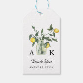 Zomer Citrus Citroen Groene Initialen Bruiloft Cadeaulabel (Voorkant)