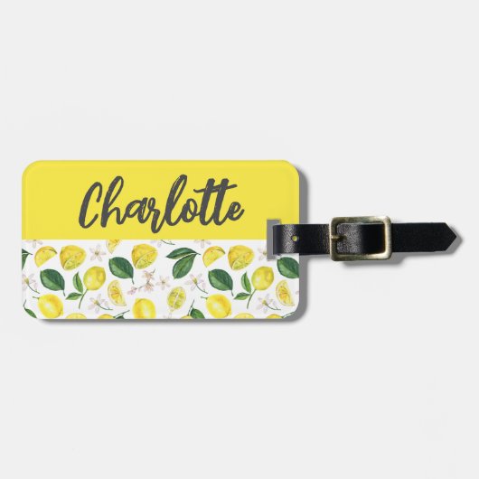 Zomer Citrus citroen Monogram Bagagelabel (Voorkant horizontaal)