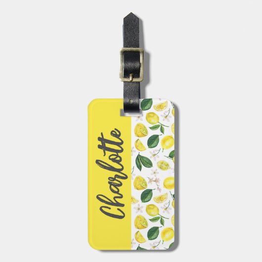 Zomer Citrus citroen Monogram Bagagelabel (Voorkant verticaal)