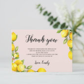 Zomer citrus citroen vrijgezellenfeest dank u kaar bedankkaart (Staand voorkant)
