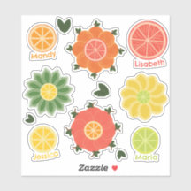 Zomer Citrus en Bloemen Custom-Cut Vinyl Sticker