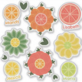Zomer Citrus en Bloemen Custom-Cut Vinyl Sticker (Voorkant)