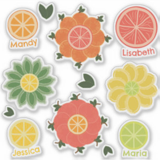 Zomer Citrus en Bloemen Custom-Cut Vinyl Sticker