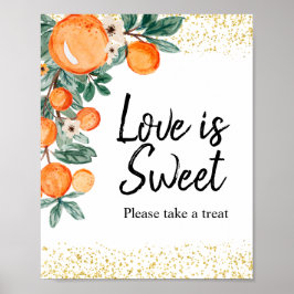 Zomer Citrus Oranje Waterverf Liefde is Zoet Poster