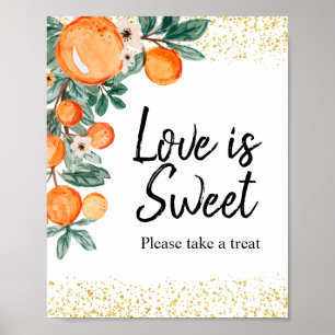 Zomer Citrus Oranje Waterverf Liefde is Zoet Poster