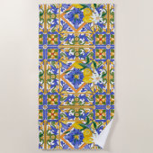 Zomer, citrus, Siciliaans, Mediterrane stijl, citr Strandlaken (Voorkant)