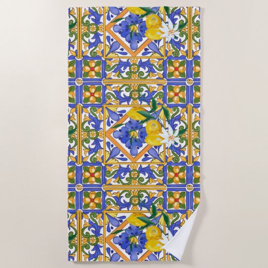Zomer, citrus, Siciliaans, Mediterrane stijl, citr Strandlaken (Voorkant)