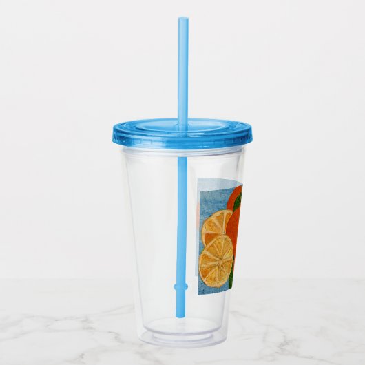 Zomer Citrus Sinaasappel Artistic Tumbler Acryl Drinkbeker (Rechts)