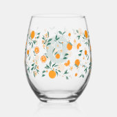 Zomer Citrus Sinaasappels & Foliage Monogram Wijnglas Zonder Voet (Achterkant)
