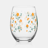 Zomer Citrus Sinaasappels & Foliage Monogram Wijnglas Zonder Voet (Rechts)