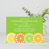 Zomer Citrus Thema Verjaardagsfeest Uitnodigingen (Staand voorkant)