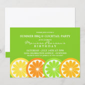 Zomer Citrus Thema Verjaardagsfeest Uitnodigingen (Voorkant / Achterkant)
