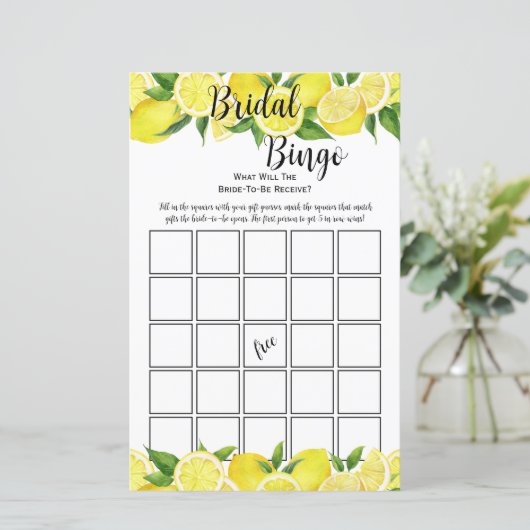 Zomer Citrus Vrijgezellenfeest Bingo Party Game (Staand voorkant)