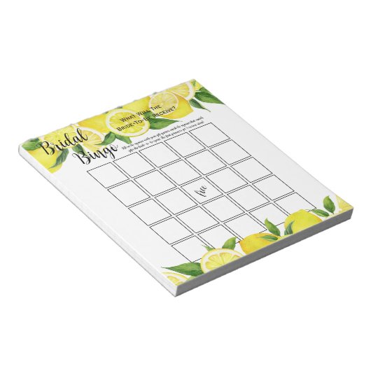 Zomer Citrus Vrijgezellenfeest Bingo Party Game Notitieblok (Schuin)