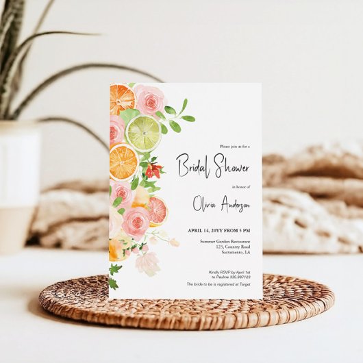 Zomer Citrus Vrijgezellenfeest Brunch Invitation Kaart