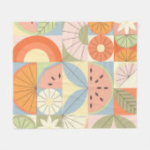 Zomer Citrus Watermeloen: Abstracte Geometrische P Fleece Deken (Voorkant (Horizontaal))